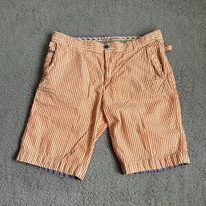 Robert Graham Orange Pin Stripped Embroidered Shorts Mens 38 Beachwear Dadcore